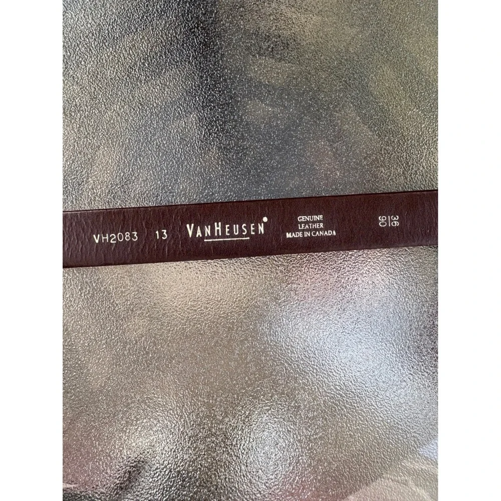 Van Heusen Men Brown Genuine Leather Belt Silver Buckle Made in Canada VH2083 36
